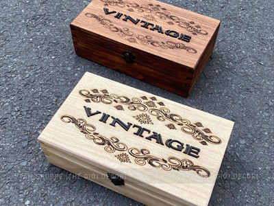 Rương gỗ Vintage chữ nổi [Hàng chuẩn - Vân gỗ đẹp] KT 25x14x8cm RUONG-GO-02